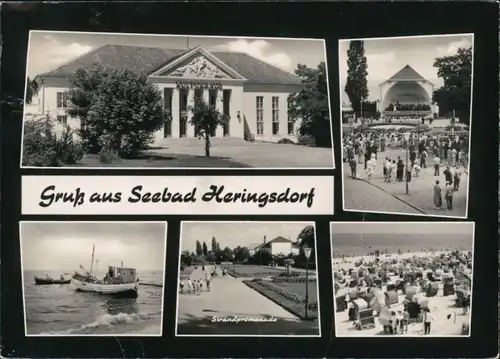 Heringsdorf Usedom Kulturhaus,Fischerkutter, Konzertplatz, Strandpromenade 1967