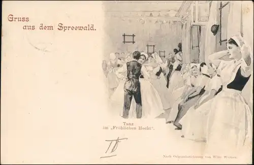 Lehde (Spreewald)-Lübbenau  Lubnjow Spreewald - Tanz im Fröhlichen Hecht 1899