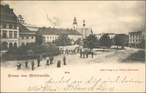 Postcard Mittelwalde (Schlesien) Międzylesie Partie am Ring 1900 