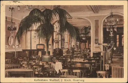 Ansichtskarte Hamburg Innenansicht - Kaffeehaus Walhof 1921 