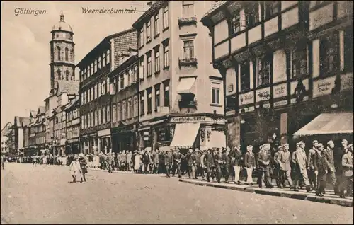 Ansichtskarte Göttingen Weenderbummel - Geschäfte, Straße 1916 