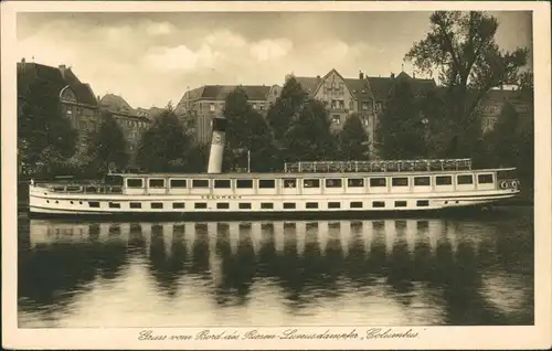 Berlin Bord des Riesendampfers Columbus Redeerei Kieck Oberbaum 1929 