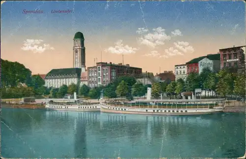Ansichtskarte Spandau-Berlin Dampfer am Lindenufer 1917 
