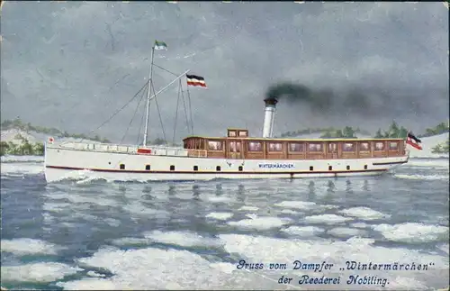 Ansichtskarte Berlin Gruss vom Dampfer Wintermärchen 1914 