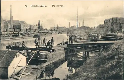 Postkaart Roeselare Roulers De Haven/Am Hafen 1913 