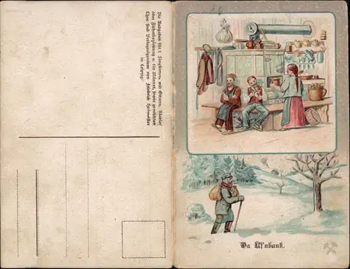 Ansichtskarte  Klappkarte Da Ufnbank Anton Günther Gottesgab Erzgebirge 1908 