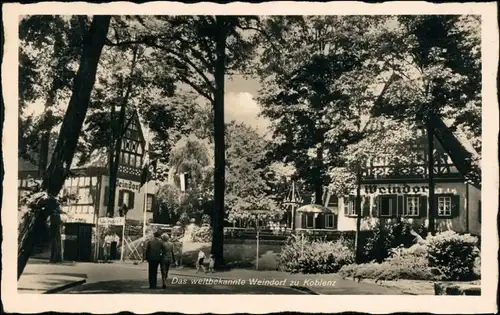 Ansichtskarte Koblenz Partie am Eingang des Weindorfes 1933 