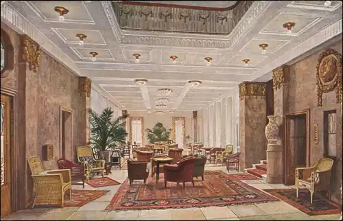 Ansichtskarte Nürnberg Eingangshalle, Grand Hotel 1913 