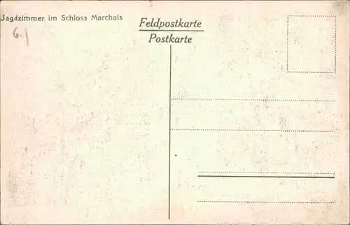 CPA Marchais Innenansicht - Jagdtimmer 1916 