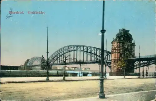 Ansichtskarte Düsseldorf Rheinbrücke 1914 