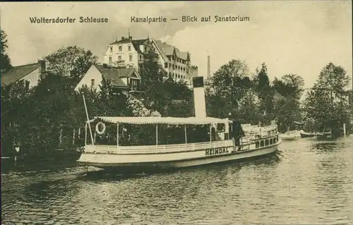 Ansichtskarte Woltersdorf Dampfer Heindal - Sanatorium 1914 