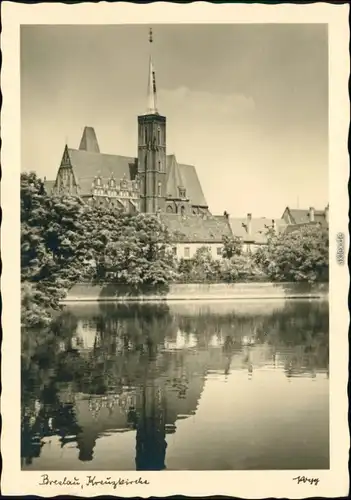 Postcard Breslau Wrocław Blick auf die Kreuzkirche 1932 