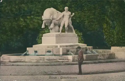 Ansichtskarte Zürich Geiserbrunnen 1912