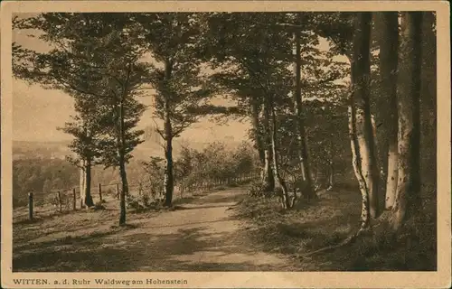 Ansichtskarte Witten (Ruhr) Waldweg am Hohenstein 1919