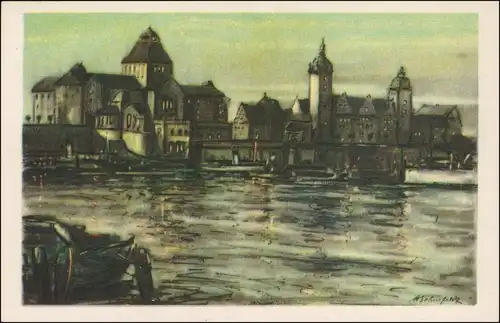 Postcard Stettin Szczecin Künstlerkarte Hakenterrassse 1936 