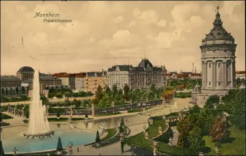 Ansichtskarte Mannheim Partie am Friedrichsplatz 1912 