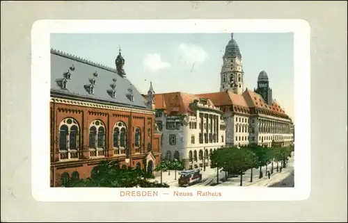 Innere Altstadt-Dresden Straßenpartie Neues Rathaus Parcepartout 1917 