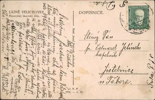 Postcard Welchow Velichovky Lázně/Kurbad 1931