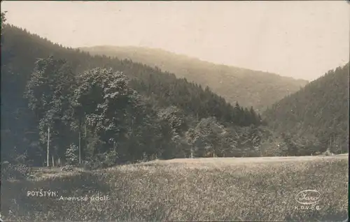 Postcard Pottenstein Potštejn Anenské údolí 1922