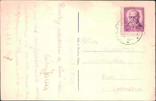Postcard Podhorní Újezd a Vojice Ortsansichten und Denkmal 1947