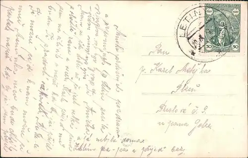 Postcard Lettin Letiny Habrmanova ozravovna 1929