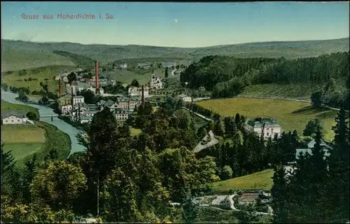 Ansichtskarte Hohenfichte-Leubsdorf (Sachsen) Blick auf Stadt und Fabrik 1913 