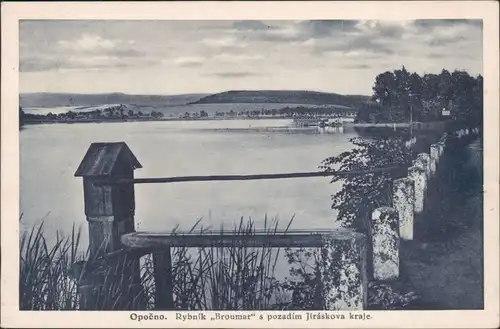 Postcard Opotschno Opočno Ansicht am See mit Steg 1930