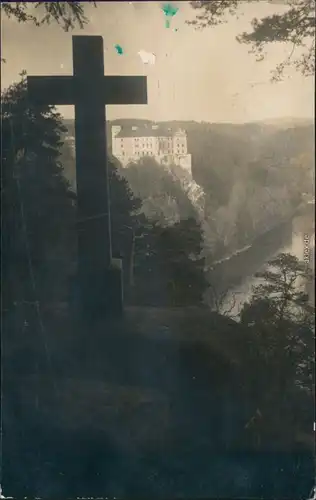 Altsattel Orlík nad Vltavou|Staré Sedlo  Kreuz aufs Schloss 1927 Privatfoto