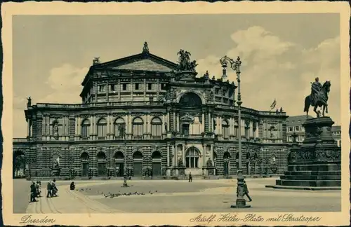 Ansichtskarte Innere Altstadt-Dresden Semperoper und Theatherplatz 1940