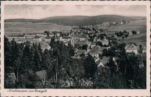 Ansichtskarte Neuhausen (Erzgebirge) Blick über den Ort 1955