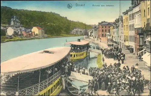 Postkaart Dinant Dinant Straße - Ankunft der Dampfer 1911 