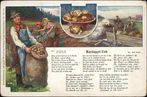 Ansichtskarte  Erzgebirge - Liedkarte Hardäppel Lied 1908 