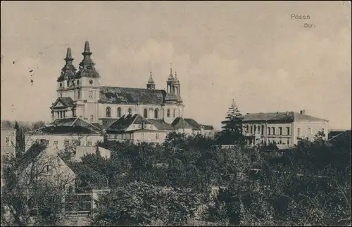 Postcard Posen Poznań Stadtpartie am Dom 1912 