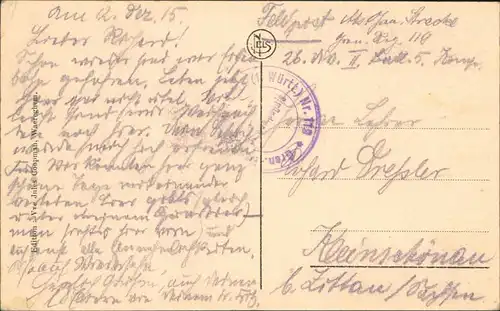 Postkaart Waregem Rue de la Gare/Bahnhofstrasse 1916 