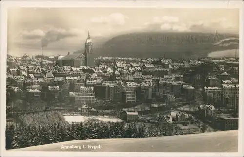 Ansichtskarte Annaberg-Buchholz Blick über die Stadt im Winter 1929 