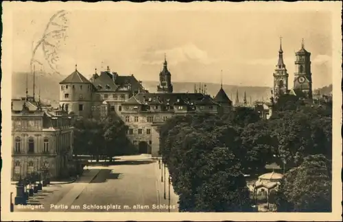 Ansichtskarte Stuttgart Straßenpartie am Alten Schloß 1927 