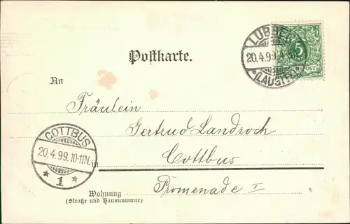 Ansichtskarte  Liedkarte: Verlassen bin i. 1899