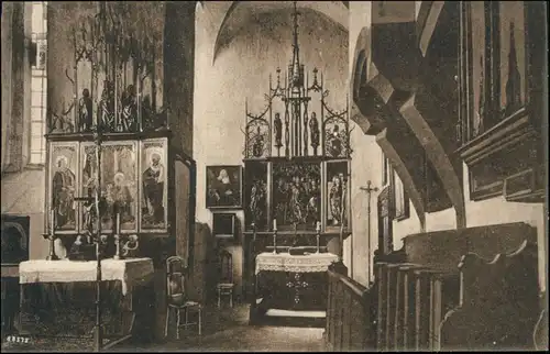 Ansichtskarte Gnandstein-Kohren-Sahlis Innenansicht Burgkapelle 1913 