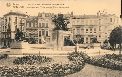 Postkaart Antwerpen Anvers Denkmal und Platz 1918 