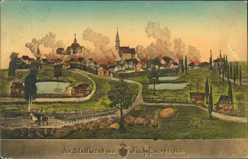 Ansichtskarte Bischofswerda Stadtbrand - Stadt 1818 