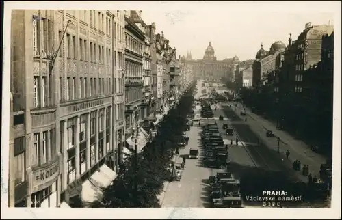 Postcard Prag Praha Wenzelplatz/Václavské náměstí - Fotokarte 1930 