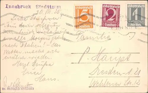 Ansichtskarte Innsbruck Straßenpartie am Stadttor 1925 