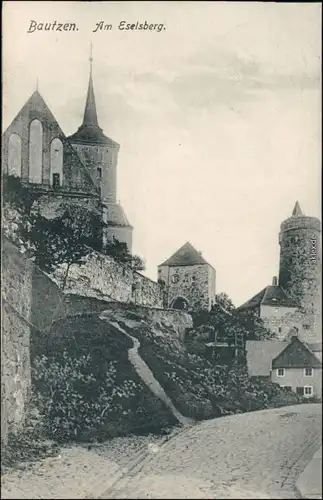 Ansichtskarte Bautzen Budyšin Straßenpartie an der Eselsberg 1912 