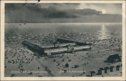 Postcard Swinemünde Świnoujście Blick auf das Herrenbad 1913 