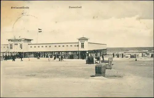 Postcard Swinemünde Świnoujście Partie am Damenbad 1907 