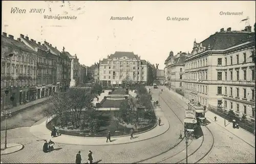 Ansichtskarte Wien Währingerstrasse, Aumannhof Gontzgasse Straßenbahn 1924 