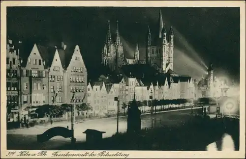 Ansichtskarte Köln Frankenwerft bei Beleuchtung - Verbandstag 1930 