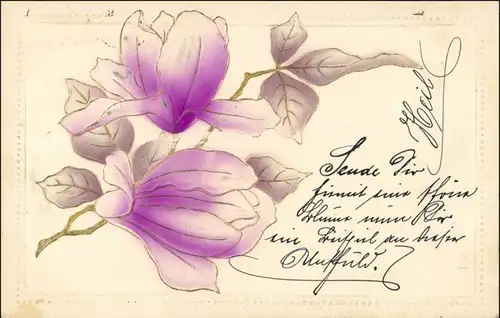 Ansichtskarte  Jugenstil Künstlerkarte - Goldrand Blumen 1907 Goldrand