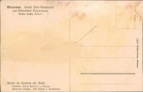 Marienbad Mariánské Lázně Grand Cafe Panorama - Künstlerkarte 1908 