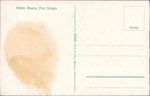 Ansichtskarte Krögis-Käbschütztal Blick auf die Mühle Mauna LK Meißen 1914